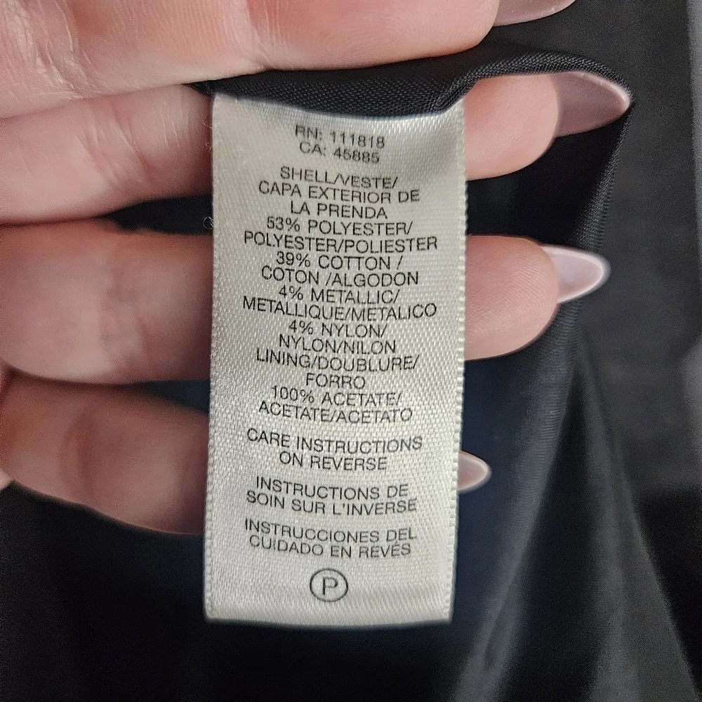 Michael Kors Women's Small 3/4 Sleeve Peacoat Dresscoat Black Vintage Textured